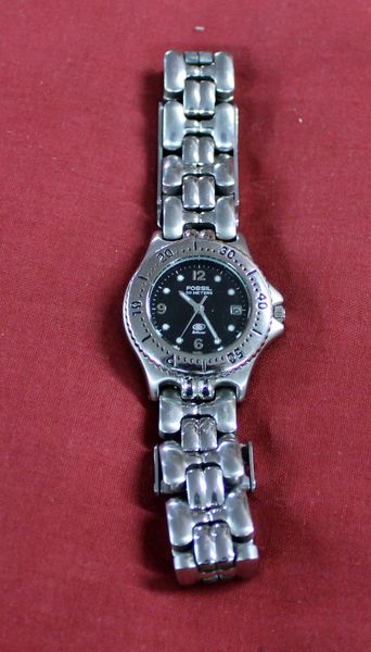 Fossil Silver Water Resistant Watch w/ Timer Bezel