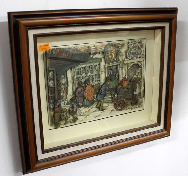 Vintage 3d Shadow Box Art By Anton Pieck Jolly Pack Rat Quality