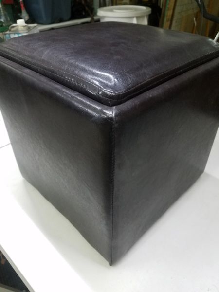 13" Cube LEATHER FOOTSTOOL Hassock Storage