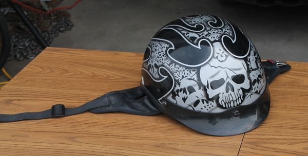 RDX 1/2 Half Helmet w/ Skull and Flame Design-Medium