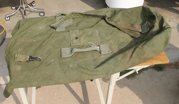 Green Canvas Military Duffel Bag / Backpack
