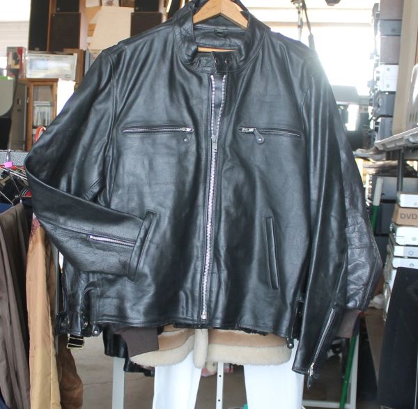Heavy Genuine Leather Black Biker Jacket w/ Thinsulate-48