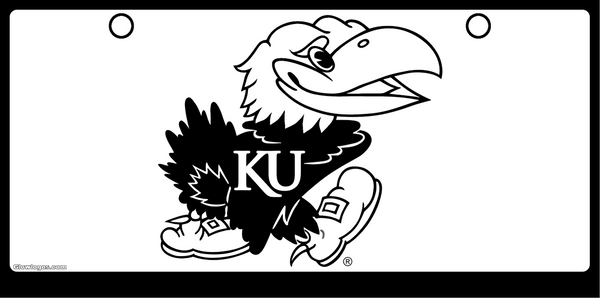 University of Kansas Jayhawk Black on White Background