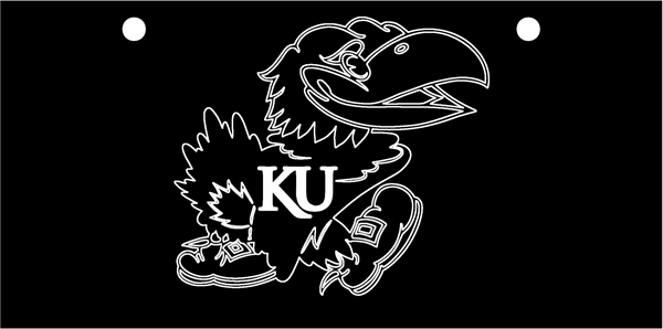 University of Kansas Jayhawk White on Black Background