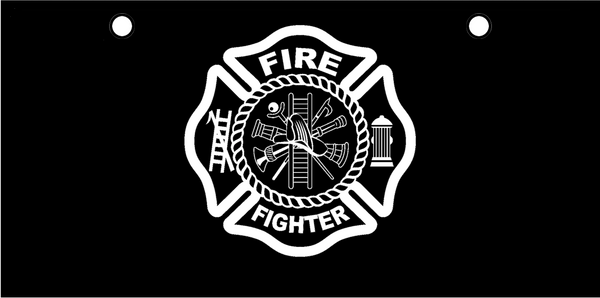 Fire Fighter Maltese Cross White on Black