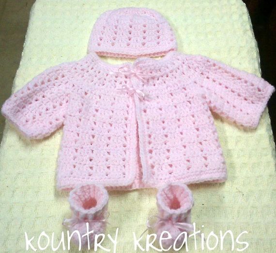 Crochet baby hat and clearance booties set