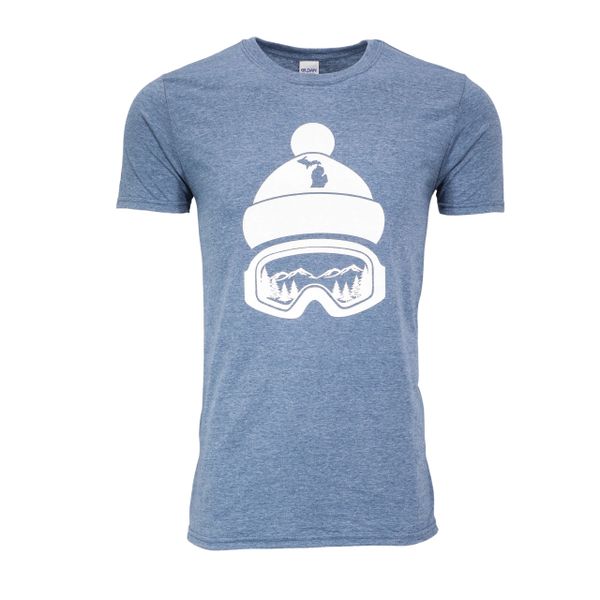 Michigan Snow Cap with Goggles T-Shirt - Michigan- Snowboarding - Snow Shirt - Michigan Winter - Michigan Outdoors - Michigan Wilderness - Michigan T-Shirt - MADE IN MICHIGAN!