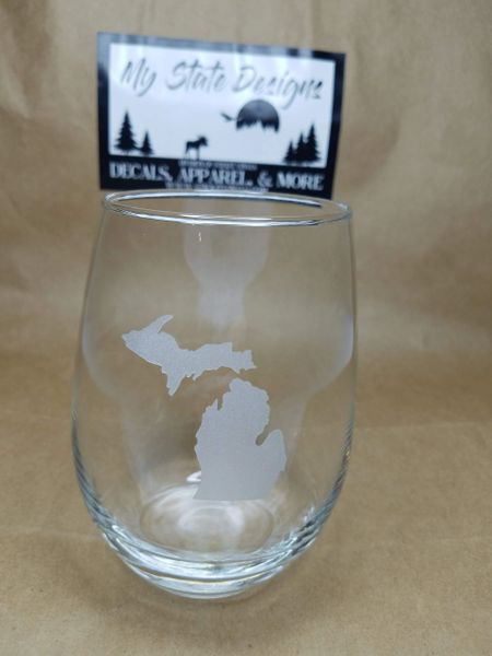 Michigan Map Wine Glass