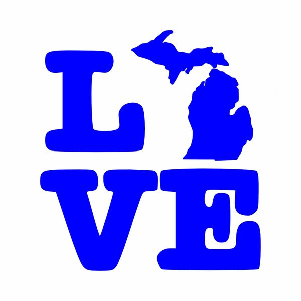 Love Michigan Map Vinyl Car Decal