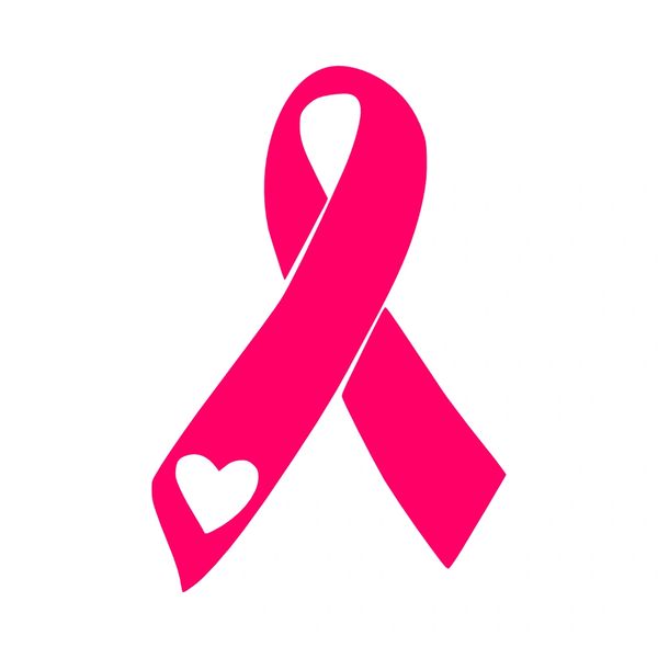 Cancer Ribbon With Heart Svg