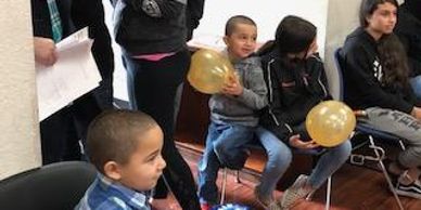 Children at a family shelter.