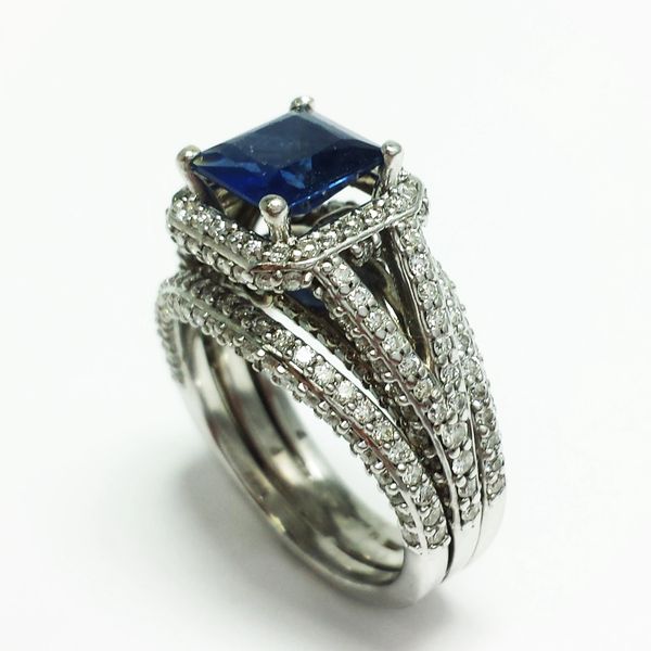 14k White Gold 3 75 Ctw Sapphire Diamond Engagement Ring Bridal