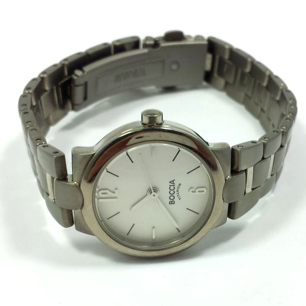 LADIES BOCCIA TITANIUM BRACELET WATCH White Dial Silver Tone Hands