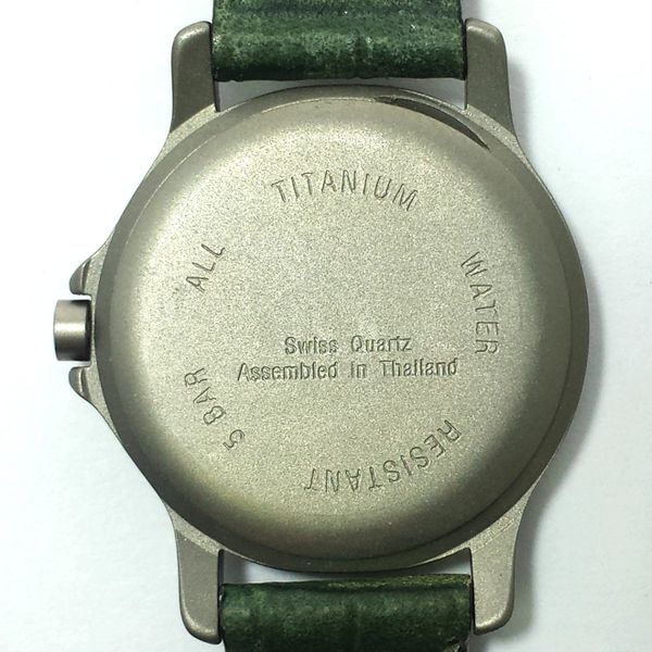 LADIES BOCCIA TITANIUM WATCH Silver Gold Tone Dial Green Genuine Leather Strap