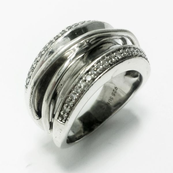 925 Sterling Silver Diamond Overlapping Bands Wedding Men's Ring | Fine ...