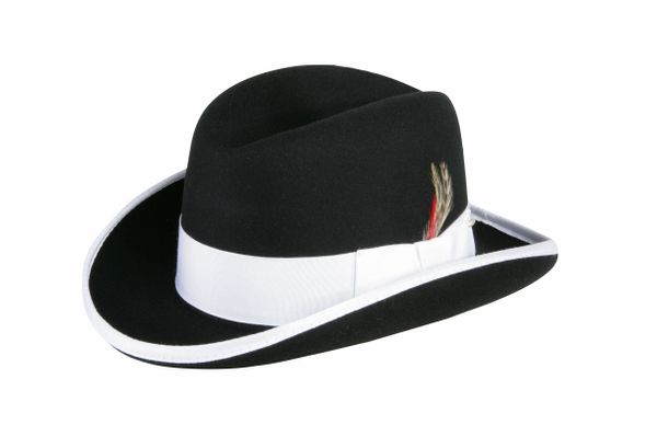 Deluxe Homburg in Black with White Band #NHT25-01W