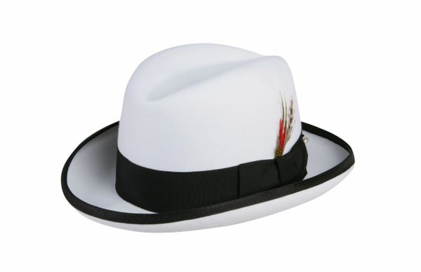 Deluxe Homburg in White with Black Band #NHT25-70B