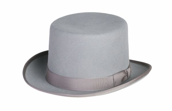 grey squire hat, grey top hat, grey tall hat, victorian hat