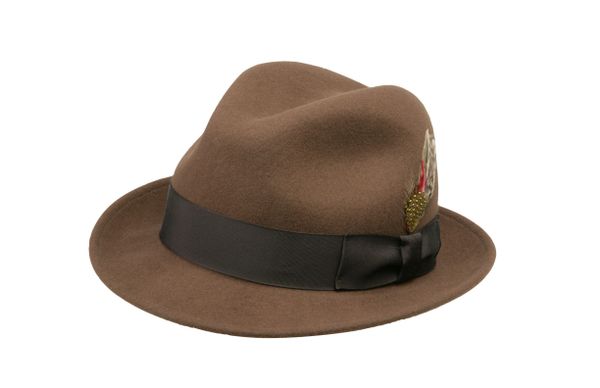 pecan pinchfront fedora, pinch front fedora, brown fedora hat