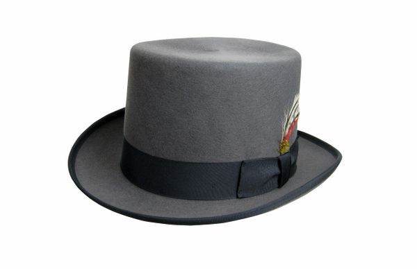 Deluxe Morfelt Top Hat in Steel Grey with Black Band #NHT30-02B