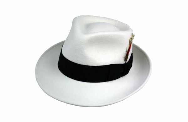Kent Crushable Trilby Fedora Hat in Soft White with Black Band #NHT37-70B