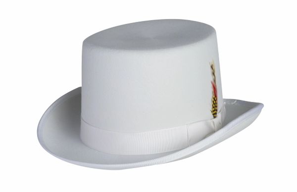 Deluxe Morfelt Top Hat in White #NHT30-70
