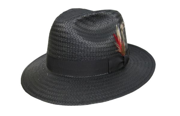 Miami Lite Straw Fedora Hat in Black #NHT50-01