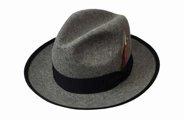 Deluxe Gangster Fedora Hat in Oxford Grey with Black Band #NHT23-03B