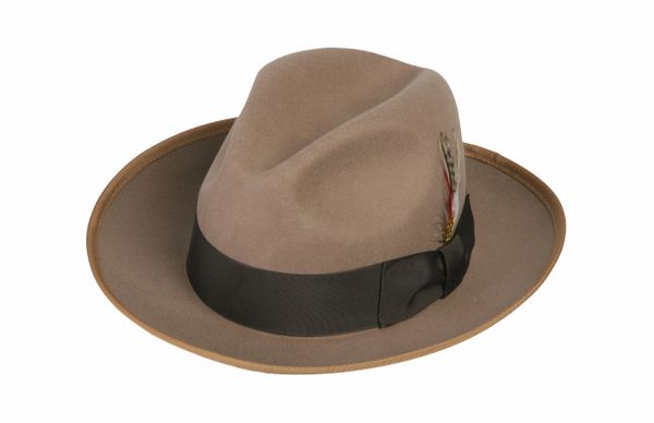 Deluxe Gangster Fedora Hat in Camel Tan #NHT23D-74