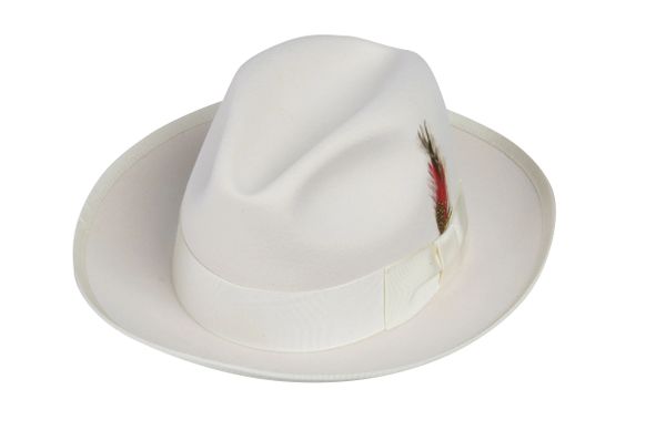 Deluxe Gangster Fedora Hat in Ivory #NHT23D-71