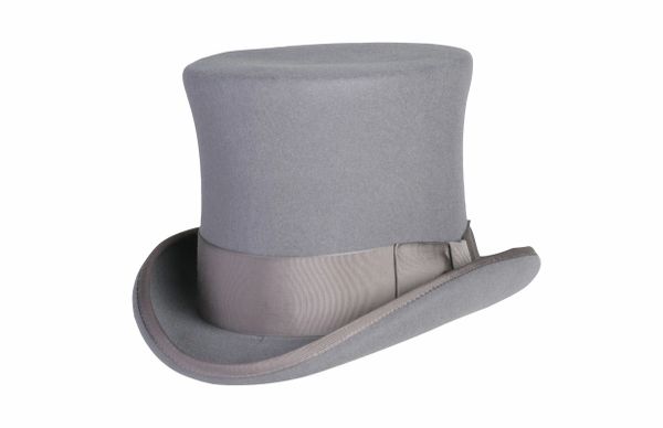 grey squire hat, grey top hat, grey tall hat, victorian hat