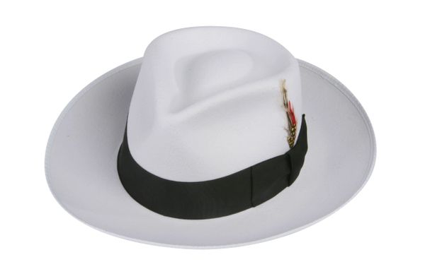 Zoot Fedora Hat in White with Black Band #NHT19-70B