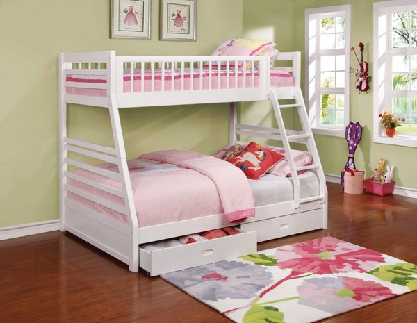 Twin Over Full White Bunk Beds With Under Drawers Kswxo460180