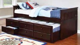 Espresso Wood La Salle Twin Captains Bed With Trundle And