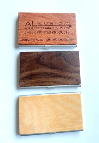 Printed Walnut Wooden Business Card Holder