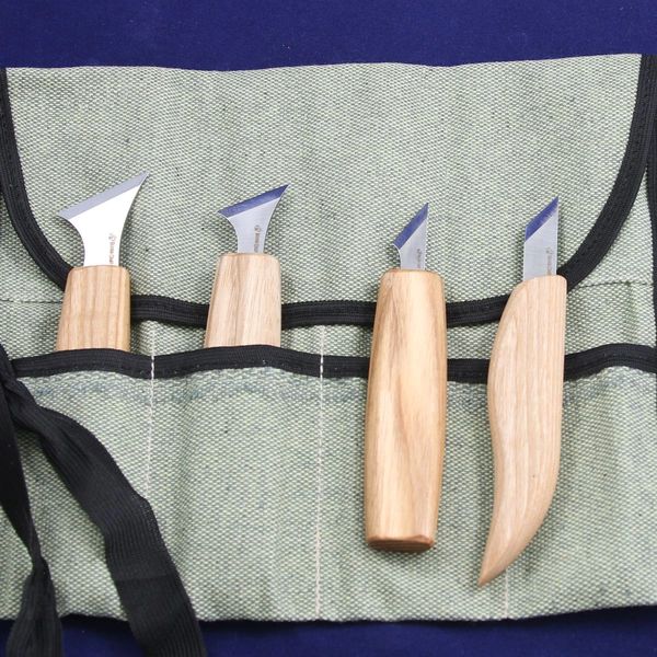Set of Woodcarving Whittling Knives With a Tool Roll Beavercraft 