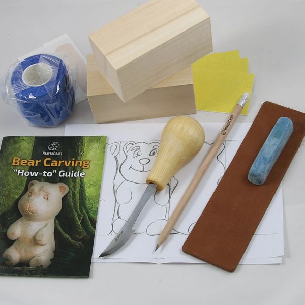Starter Whittling Kit for Beginners Adults & Kids Knives Set Set for Figure  Carving With Wooden Blank and Leather Strop and Polishing Paste 