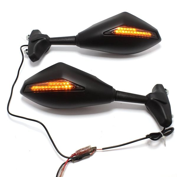 Motorcycle Rearview Side Mirrors With LED Turn Signal Integrated Indicator For Racing Bike Sport Bike 