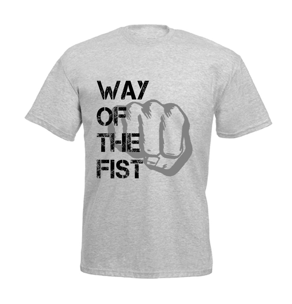 WAY OF THE FIST - FIST - TEXT - TSHIRT - GRAY - BLACK - GRAY 