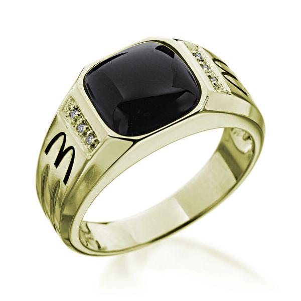 14 Karat Gold Black Onyx Diamond Logo Ring Halo Mcdonalds Employee Recognition