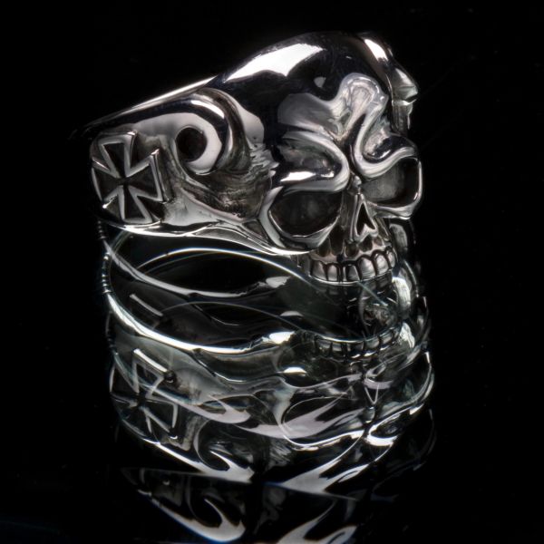 59. Skull and Cross - Sterling Silver Ring