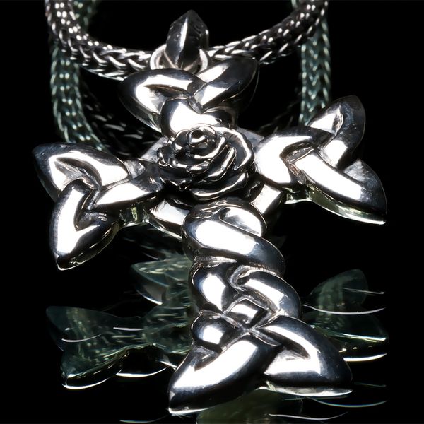 47. Celtic Cross and Rose - Sterling Silver Pendant
