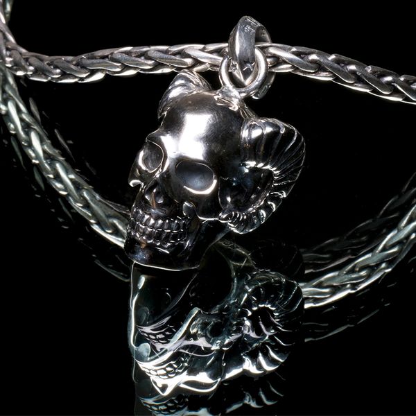 53. Horned Skull - Sterling Silver Pendant