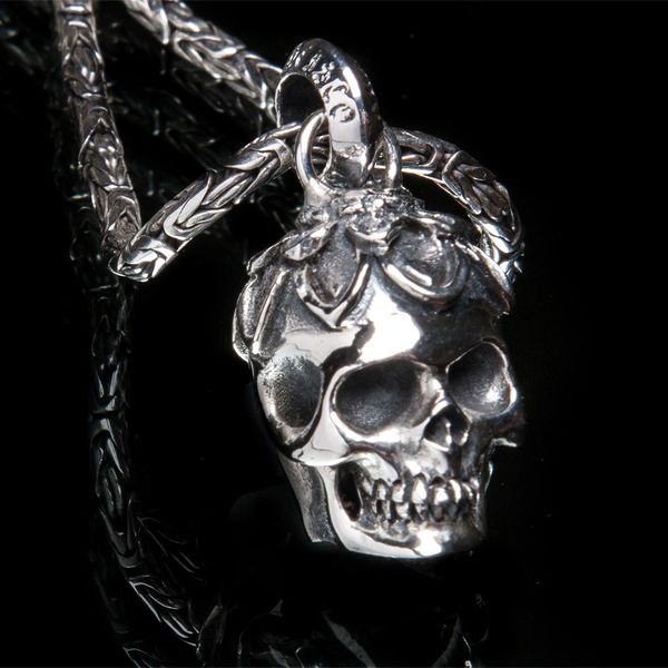 66. Lotus Skull - Sterling Silver Pendant