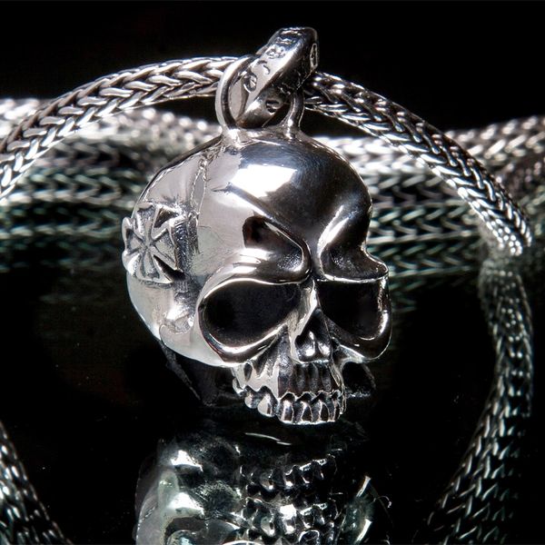 70. Skull and Maltese Cross - Sterling Silver Pendant