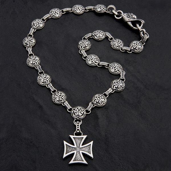76. Maltese Cross & Fleur de Lis - Sterling Silver Necklace