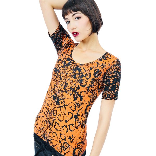 Adelaide Top Short Sleeves - Orange Dragon