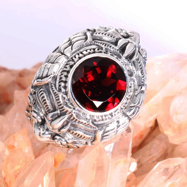 61. Garuda - Garnet Sterling Silver Ring