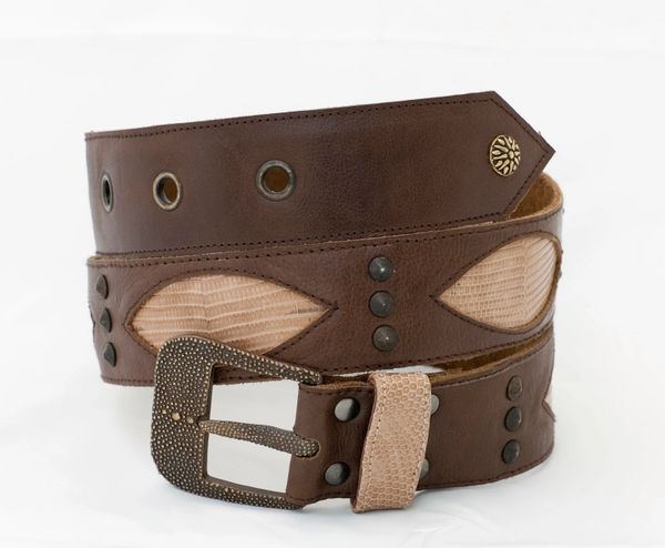 Brown Lizard - Leather Belt - 1C