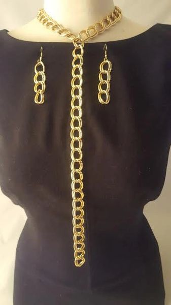 Chain Link Gold Necklace Set